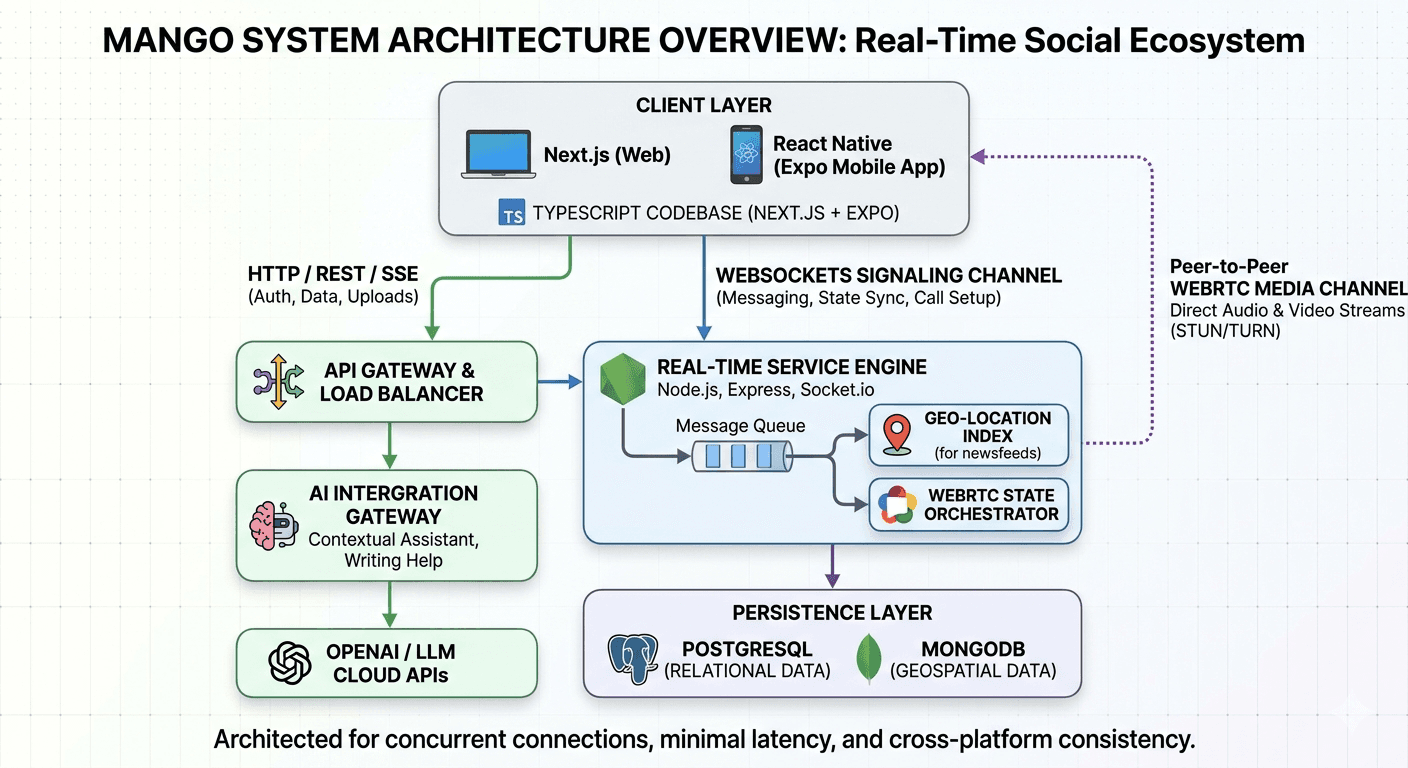 Under the Hood of Mango: Engineering a Real-Time Social Ecosystem with WebSockets, WebRTC, and AI